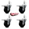 Service Caster 4 Hard Rubber Swivel 7/16'' Grip Ring Stem Caster Set with Total Lock Brake, 4PK SCC-GRTTL20S414-HRS-716138-4 - alternate 2